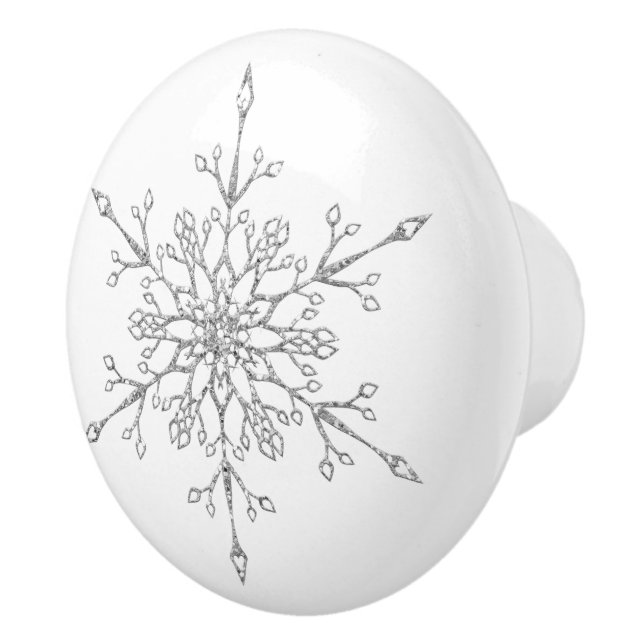Elegant silverglitter jul firande snöflinga knopp (Höger)