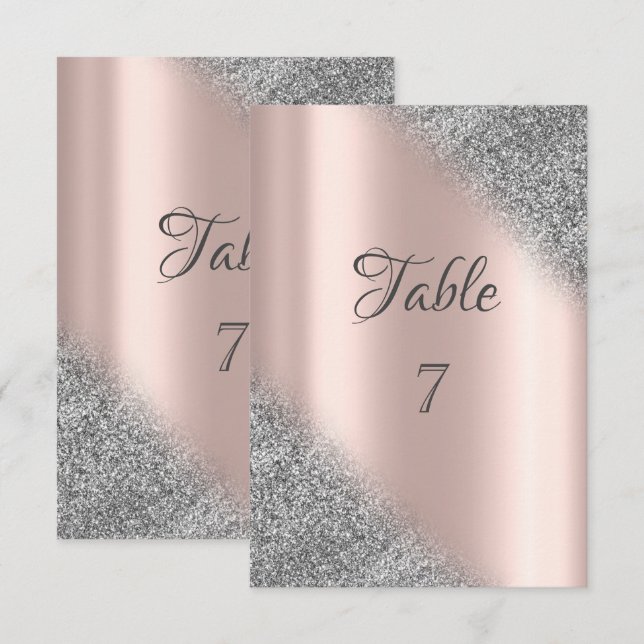 Elegant silverglitter ombre roséguld bord inbjudningar (Fram/baksida)