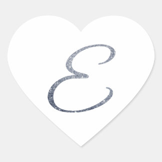Elegant silverglittermonogram E Kuvertförsegling Hjärtformat Klistermärke
