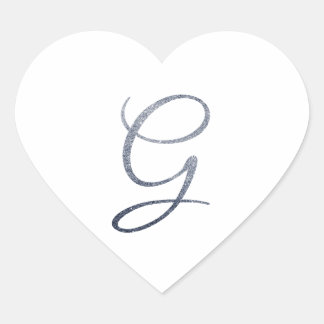 Elegant silverglittermonogram G kuvertförsegling Hjärtformat Klistermärke