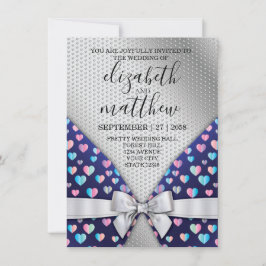 Elegant silverinvitationsslinga med hjärtfläckar inbjudningar