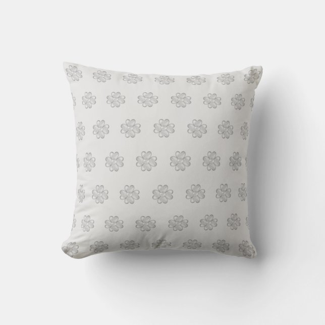 Elegant silverklöver-mönster på ljust grå kudde (Framsida)