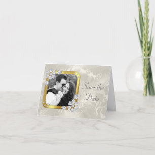 Elegant silverpärl diamant Save the Date Inbjudan
