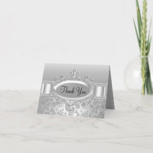 Elegant silverros & diamant tackkort