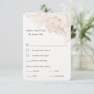 Elegant simpel Beige Peony-OSA med val av måltid OSA Kort