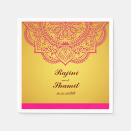 Elegant simpel Guld och Rosa Paisley Indian Hindu Pappersservett