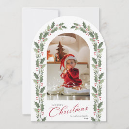 Elegant Simple Arch 1 Photo Christmas Holiday Card Inbjudningar