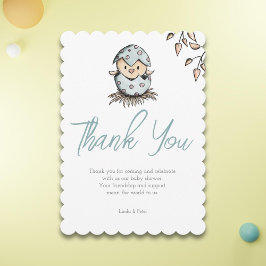 Elegant Simple Bird Scallop Watercolor Baby Shower Tack Kort