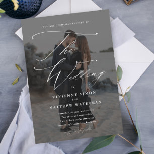 Elegant Simple Black and White Bröllop Magnetisk Inbjudningskort