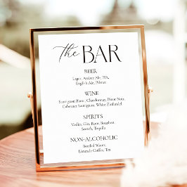 Elegant Simple Black and White Bröllop Pub Poster