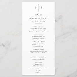 Elegant Simple Black and White Fine Art Bröllop Meny