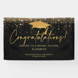 Elegant Simple Black Guld Glitter Studenten Banne