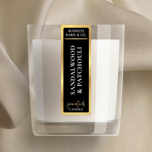 Elegant Simple Black & Guld Tamper Proof Candle Klistermärke