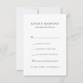 Elegant Simple Black Script Meal Choice Bröllop OSA Kort