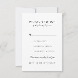 Elegant Simple Black Script Meal Choice Bröllop OSA Kort