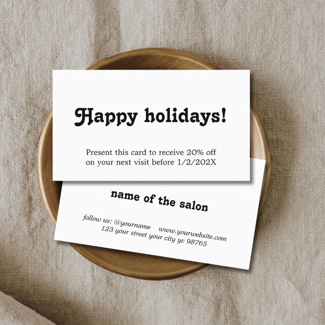 Elegant Simple Black White Bold Holiday Coupon Rabattkort (Skapare uppladdad)
