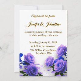 Elegant Simple Blue Roses Love is in Bloom Wedding Inbjudningar