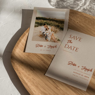 Elegant Simple Boho Chic Photo Modern Bröllop Spara Datumet