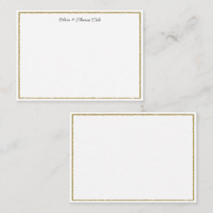 Elegant Simple Brushed Guld Ram Bröllop par par Anteckningskort