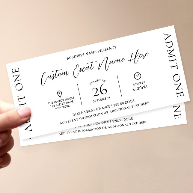 Elegant Simple Business Event Biljett Entry Pass Inbjudningar (Skapare uppladdad)