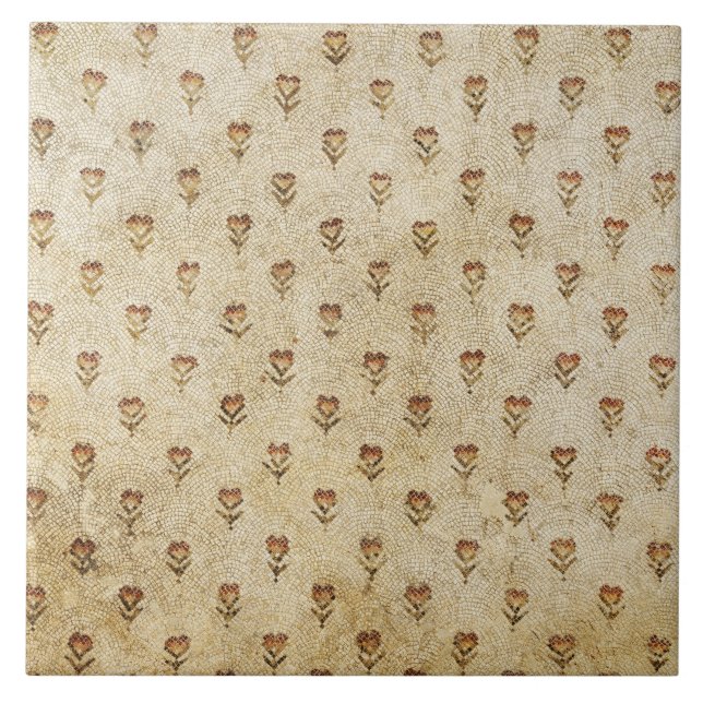 ELEGANT SIMPLE BYZANTINE MOSAIC FLOWERS Antique  Kakelplatta (Framsidan)