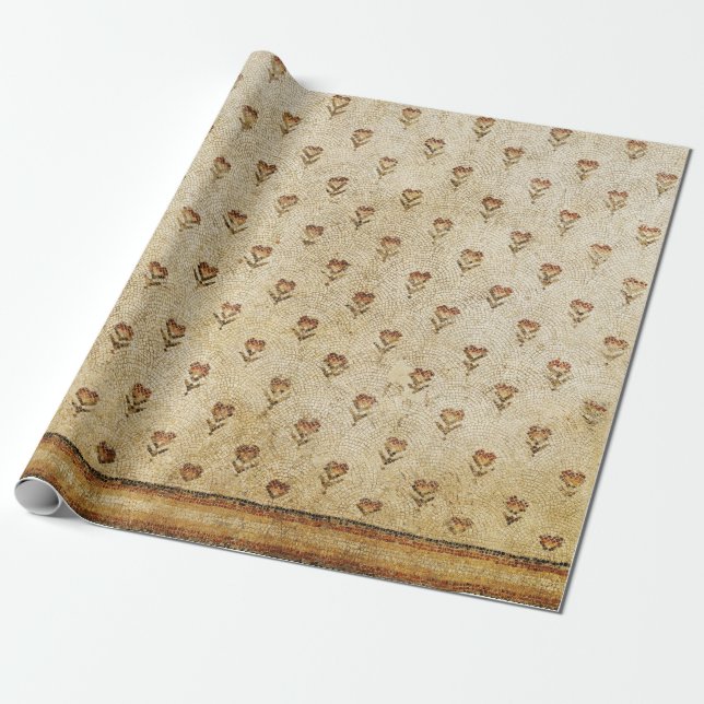 ELEGANT SIMPLE BYZANTINE MOSAIC FLOWERS Antique  Presentpapper (Utrullad)