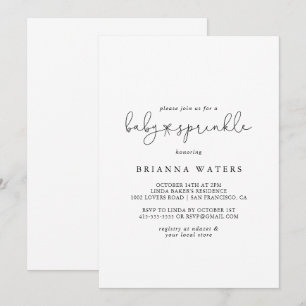 Elegant Simple Calligraphy Baby Sprinkle Inbjudningar