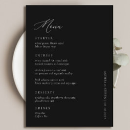 Elegant Simple Calligraphy Black Bröllop Meny