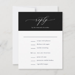 Elegant Simple Calligraphy Black Bröllop OSA Kort