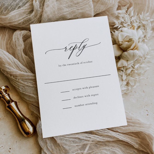 Elegant Simple Calligraphy Bröllop OSA Kort (Skapare uppladdad)