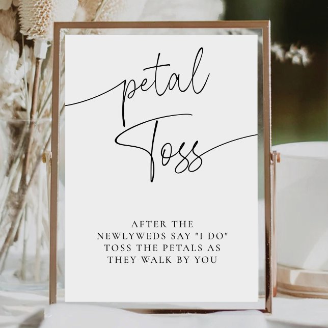 Elegant Simple Calligraphy Bröllop Petal Toss Sign Poster (Skapare uppladdad)