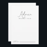 Elegant Simple Calligraphy Bröllop Rådkort<br><div class="desc">Det här bröllop-rådgivningskortet i elegant är en perfekt för ett orustiskt bröllop. Den enkla och elegant designen har skript av typen klassisk och finare i svartvitt. De här korten är perfekter för bröllop, möhippa, babydusch, studentfest och mycket mer. Anpassa korten med namn från bruden och brudgummen, blivande föräldrar eller student....</div>