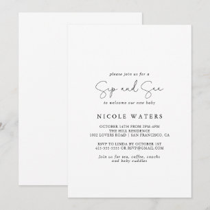 Elegant Simple Calligraphy Sip and See Inbjudningar