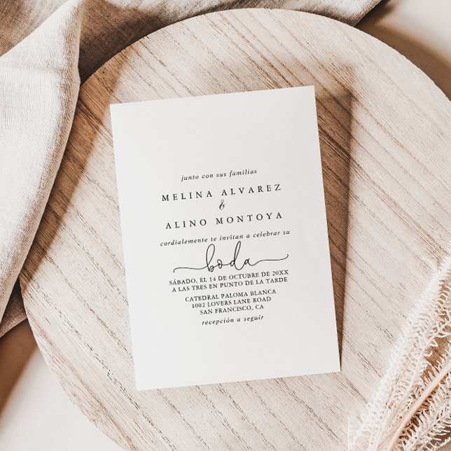 Elegant Simple Calligraphy Spain Bröllop Invita Inbjudningar (Skapare uppladdad)
