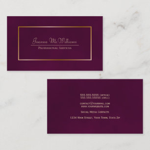 Elegant Simple Cassis Lila & Guld Professionell Visitkort