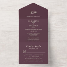Elegant Simple Cherry Lacquer, Monogram Bröllop