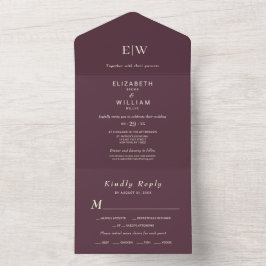 Elegant Simple Cherry Lacquer, Monogram Bröllop