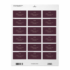 Elegant Simple Cherry Lacquer, Monogram Bröllop Adressetikett