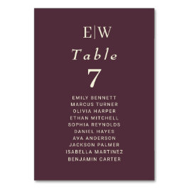 Elegant Simple Cherry Lacquer, Monogram Bröllop Bordsnummer