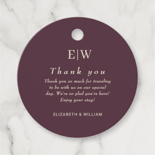Elegant Simple Cherry Lacquer, Monogram Bröllop Gåvor Etiketter