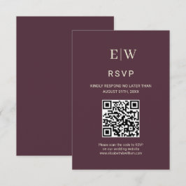 Elegant Simple Cherry Lacquer, Monogram Bröllop OSA Kort