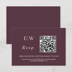 Elegant Simple Cherry Lacquer, Monogram Bröllop OSA Kort
