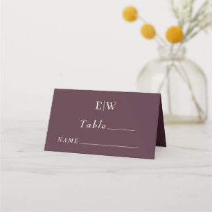 Elegant Simple Cherry Lacquer, Monogram Bröllop Placeringskort