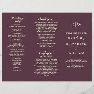 Elegant Simple Cherry Lacquer, Monogram Bröllop Reklamblad