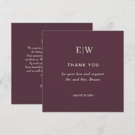 Elegant Simple Cherry Lacquer, Monogram Bröllop Tack Kort