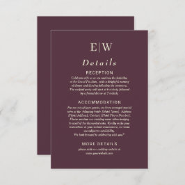 Elegant Simple Cherry Lacquer, Monogram Bröllop Tilläggskort