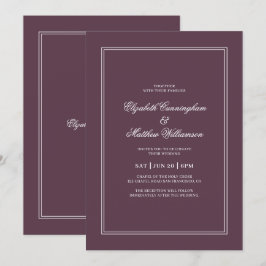 Elegant Simple Classic Cassis Bröllop Inbjudningar