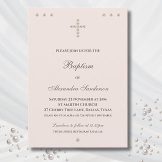 Elegant Simple Cross Christian Baptism Inbjudningar