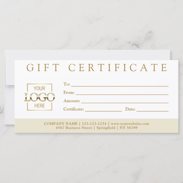 Elegant Simple Custom Business Gift Certificate (Framsida)