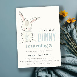 Elegant Simple Cute Blue Bunny Boys Barns födelsed Inbjudningar